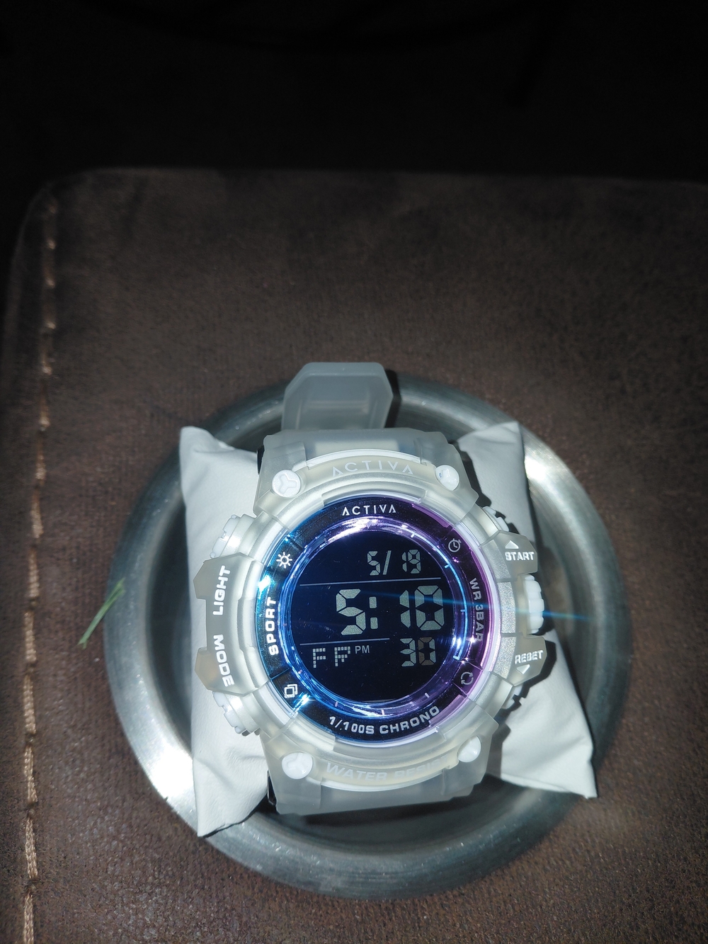 Invicta Frosted Clear Digital Watch with Blue-Purple Dial